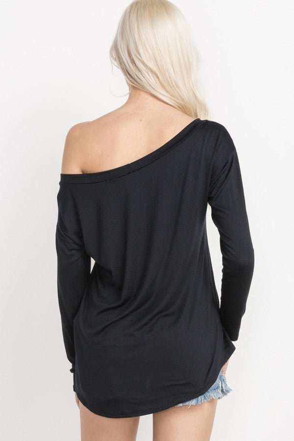 Black Off The Shoulder Long Sleeve - Fashion Bop